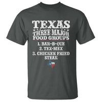 Proud American Texan T Shirt Texas Three Major Food Groups BBQ Tex Mex Chicken