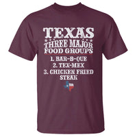 Proud American Texan T Shirt Texas Three Major Food Groups BBQ Tex Mex Chicken