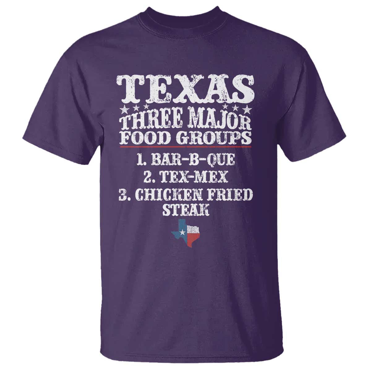 Proud American Texan T Shirt Texas Three Major Food Groups BBQ Tex Mex Chicken