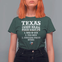 Proud American Texan T Shirt For Women Texas Three Major Food Groups BBQ Tex Mex Chicken