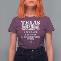 Proud American Texan T Shirt For Women Texas Three Major Food Groups BBQ Tex Mex Chicken