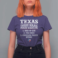 Proud American Texan T Shirt For Women Texas Three Major Food Groups BBQ Tex Mex Chicken