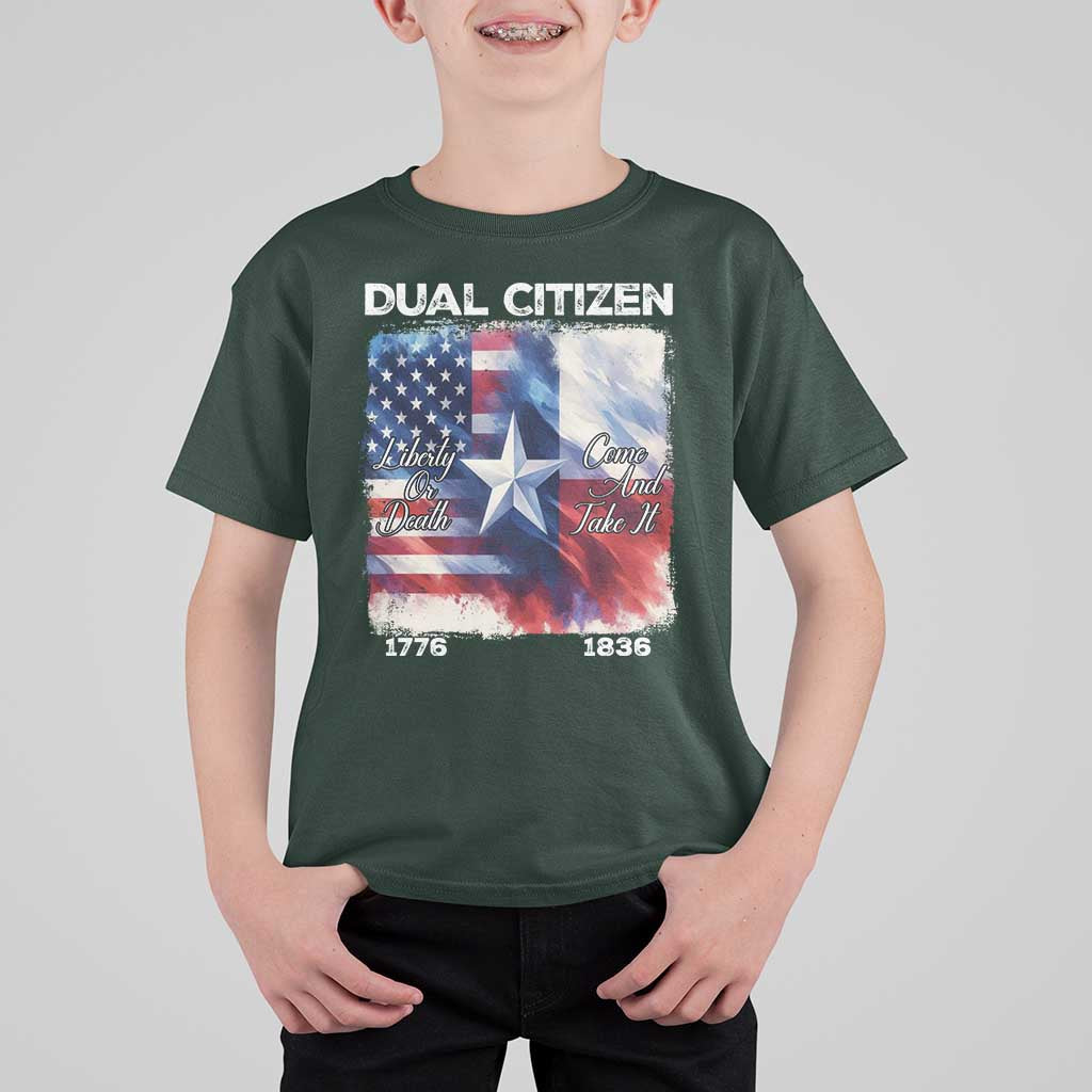 Proud American Texan T Shirt For Kid Dual Citizen Liberty Or Death Come And Take It