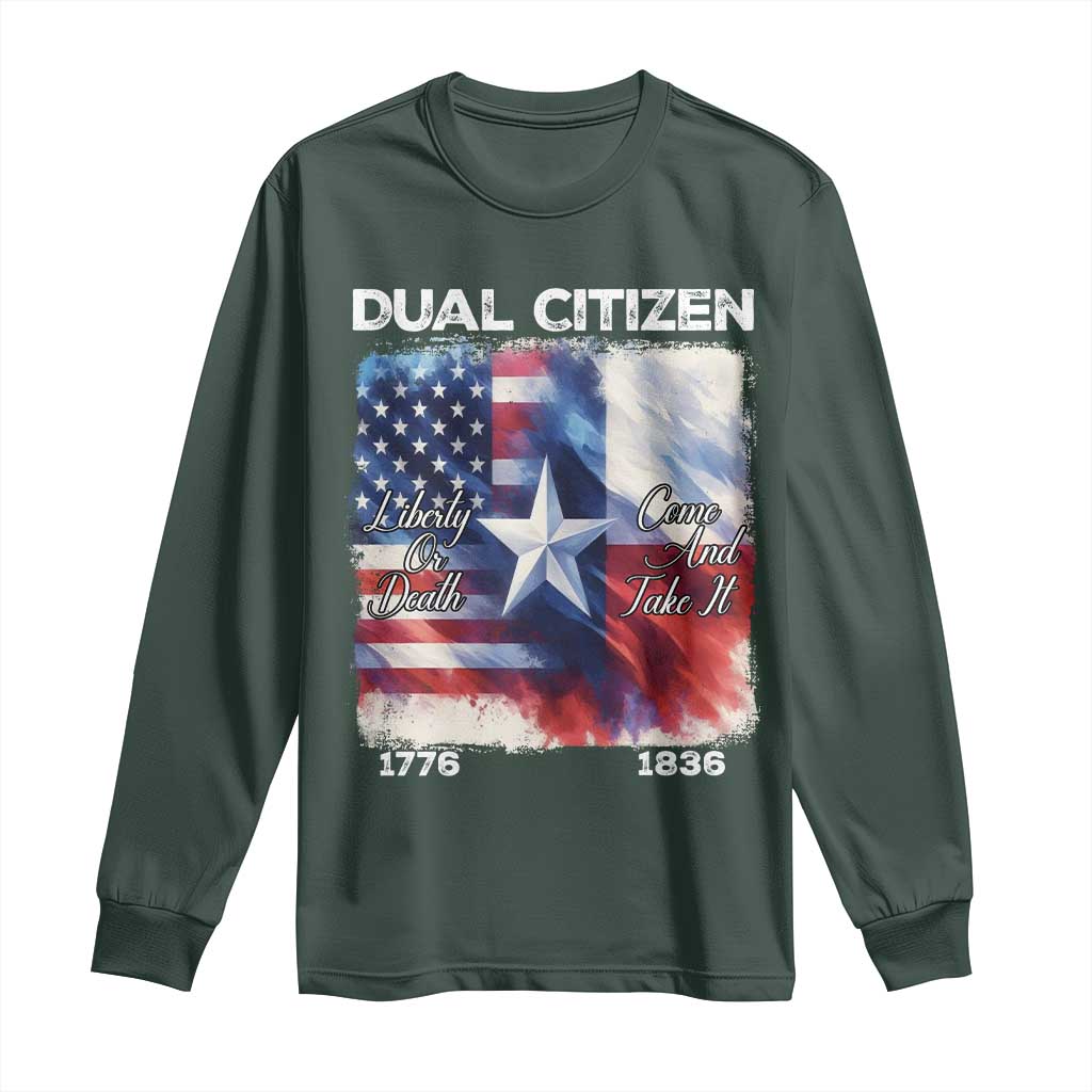 Proud American Texan Long Sleeve Shirt Dual Citizen Liberty Or Death Come And Take It