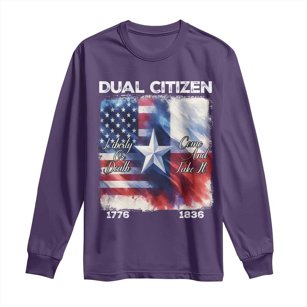 Proud American Texan Long Sleeve Shirt Dual Citizen Liberty Or Death Come And Take It