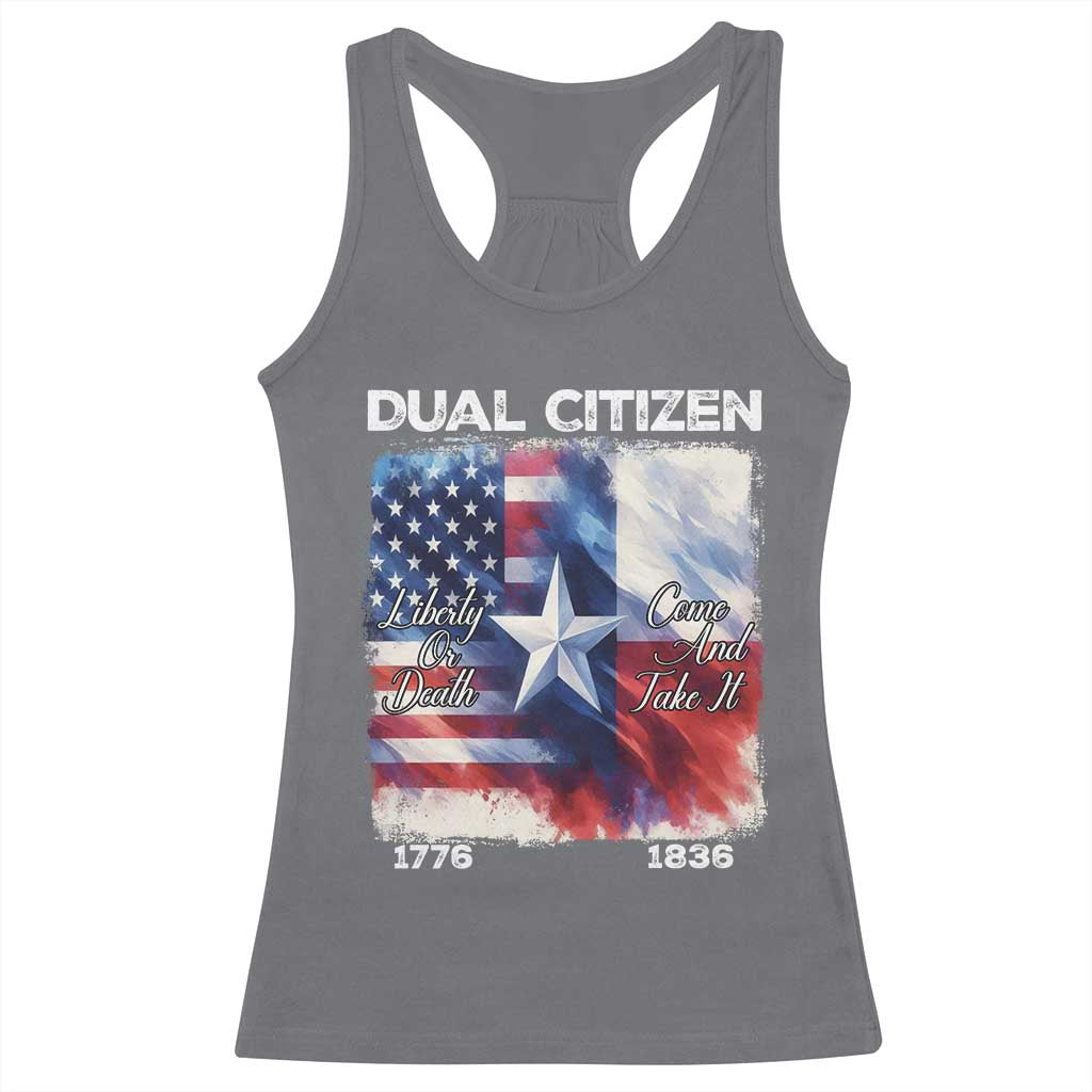 Proud American Texan Racerback Tank Top Dual Citizen Liberty Or Death Come And Take It