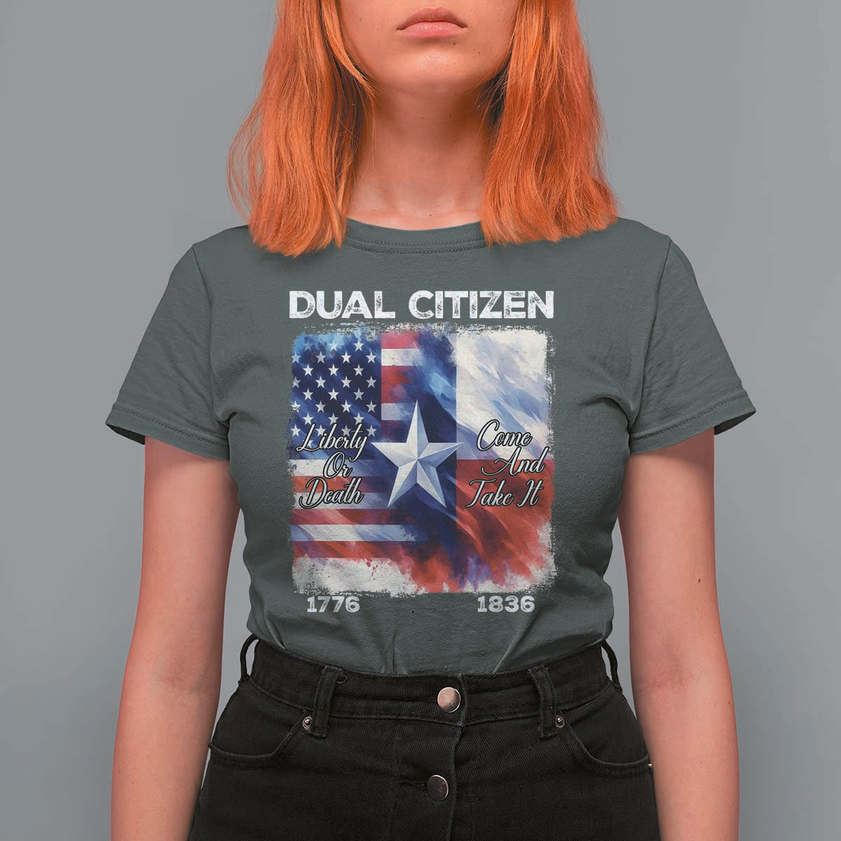 Proud American Texan T Shirt For Women Dual Citizen Liberty Or Death Come And Take It