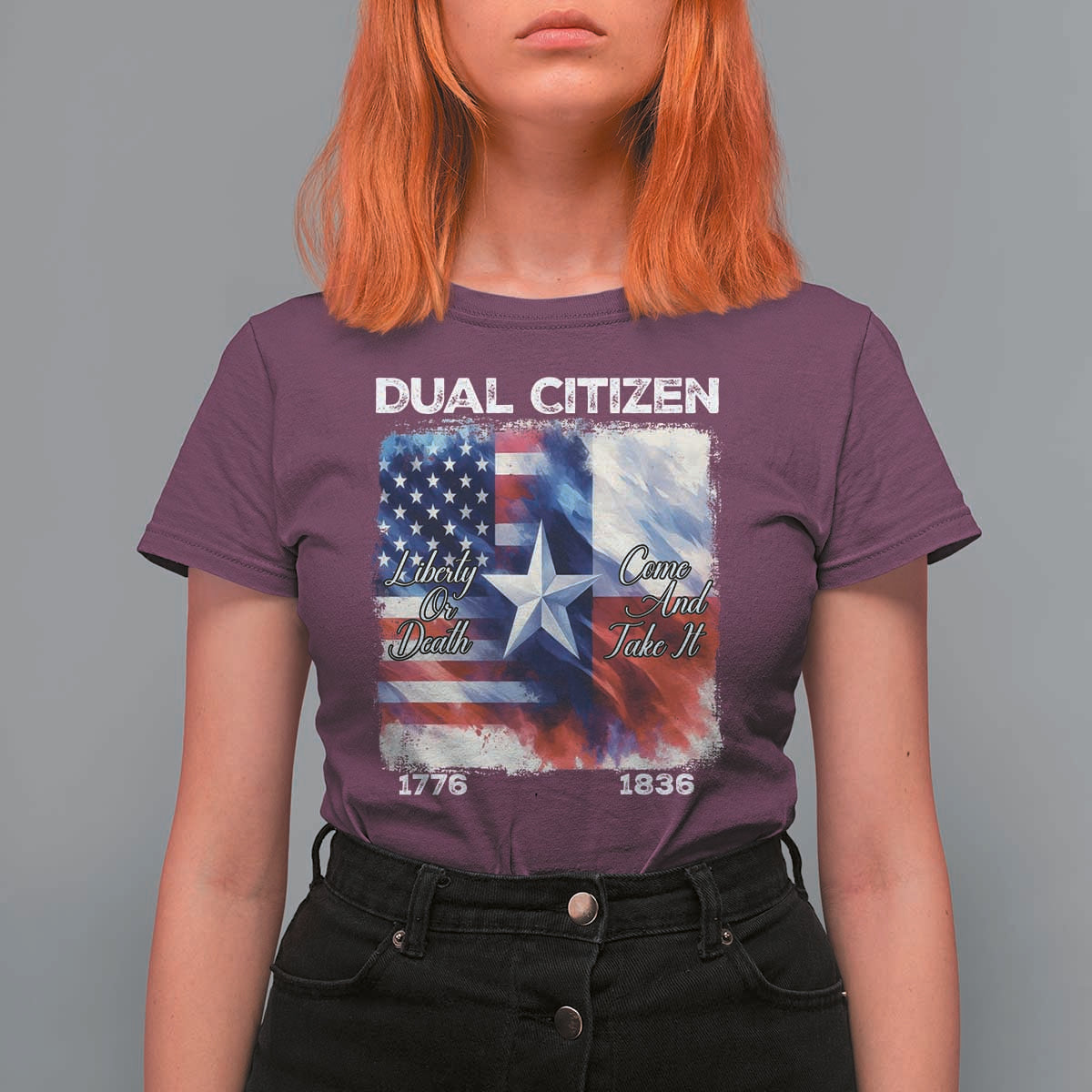 Proud American Texan T Shirt For Women Dual Citizen Liberty Or Death Come And Take It