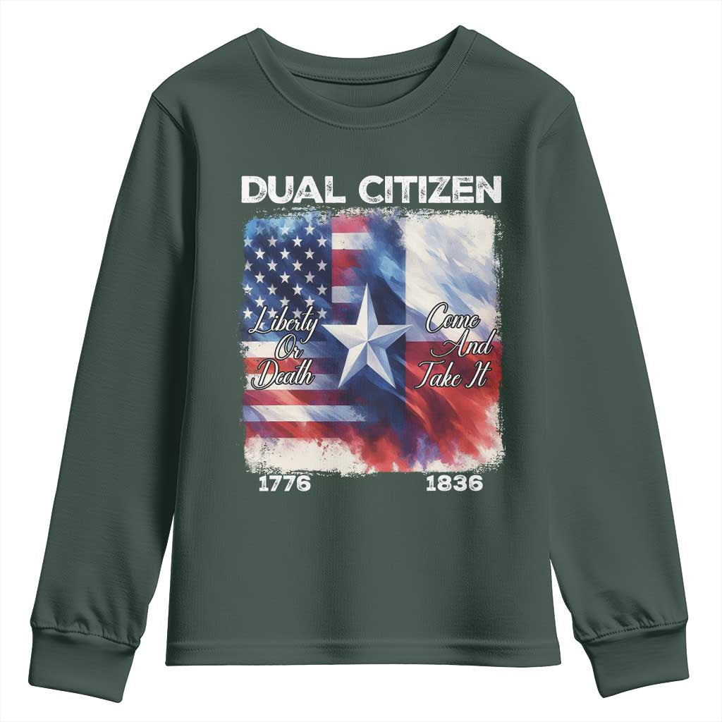 Proud American Texan Youth Sweatshirt Dual Citizen Liberty Or Death Come And Take It