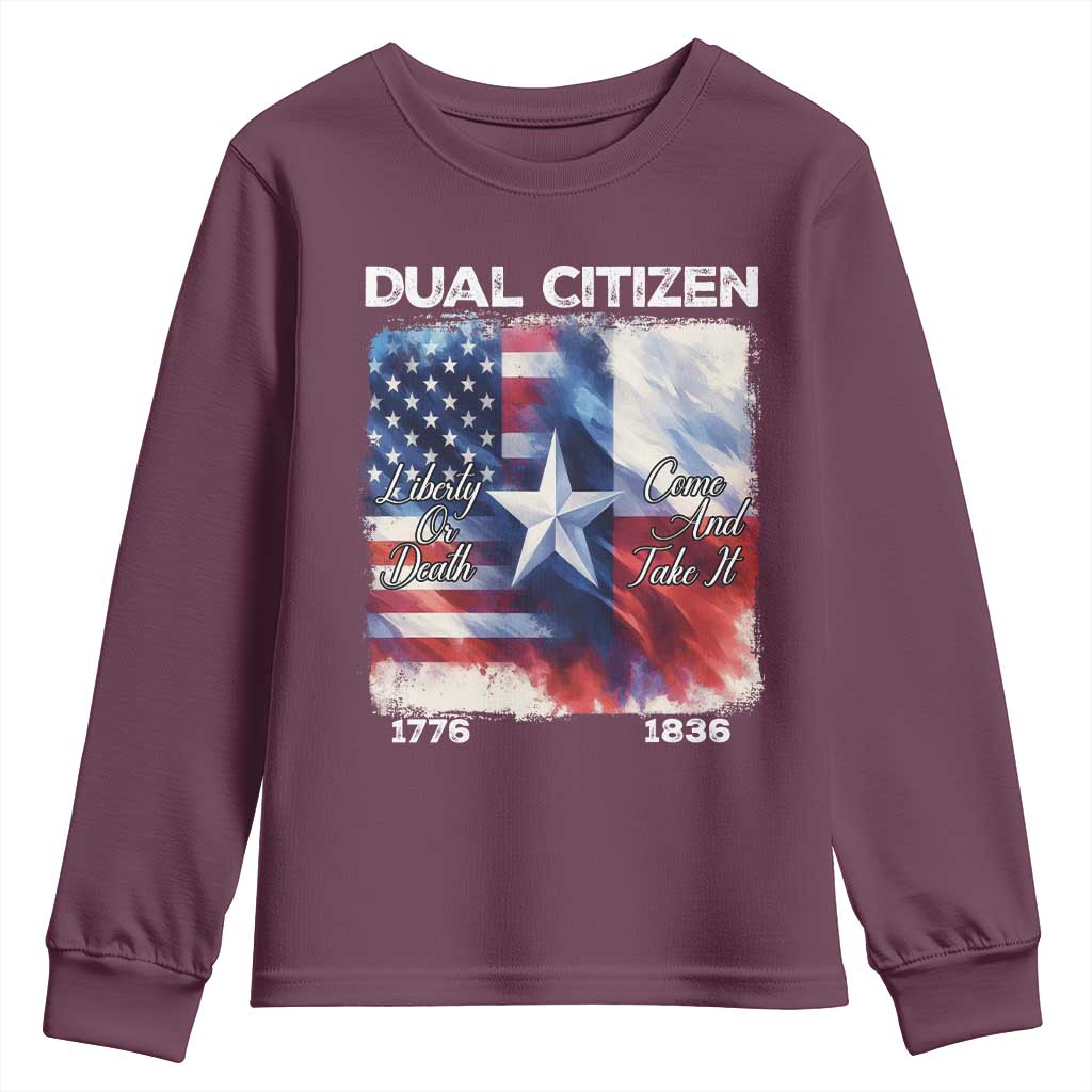 Proud American Texan Youth Sweatshirt Dual Citizen Liberty Or Death Come And Take It
