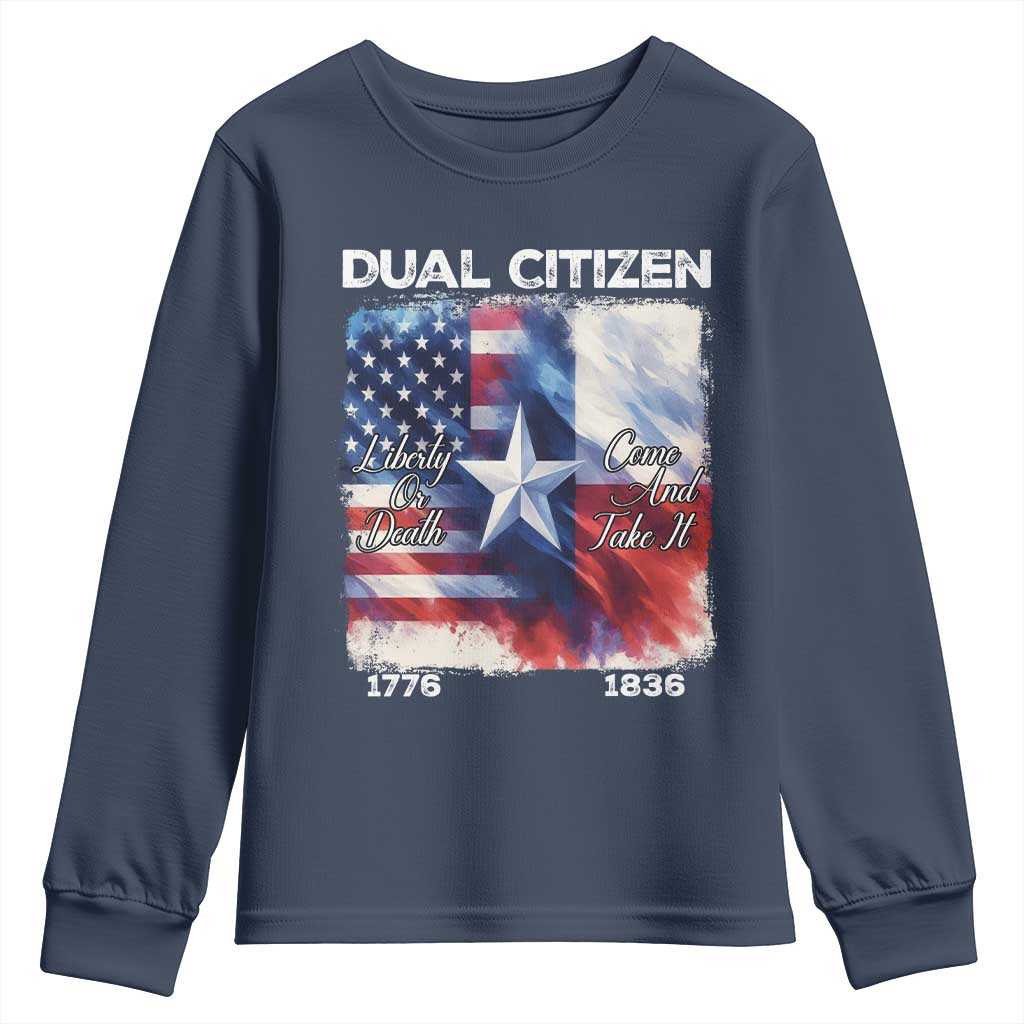 Proud American Texan Youth Sweatshirt Dual Citizen Liberty Or Death Come And Take It