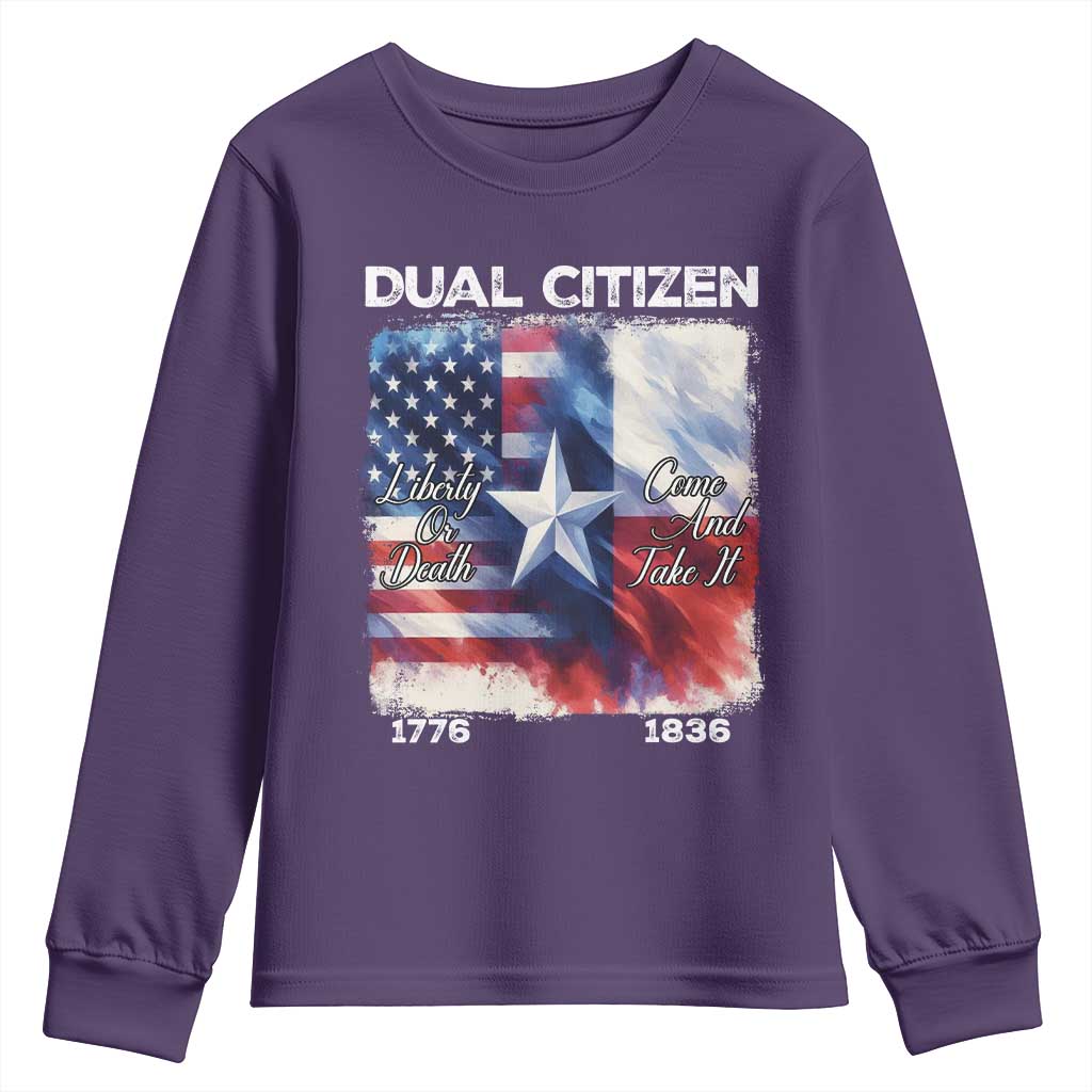 Proud American Texan Youth Sweatshirt Dual Citizen Liberty Or Death Come And Take It