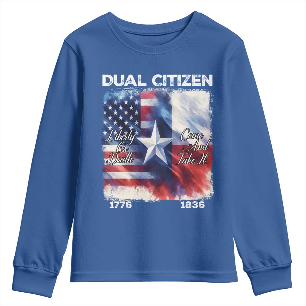 Proud American Texan Youth Sweatshirt Dual Citizen Liberty Or Death Come And Take It