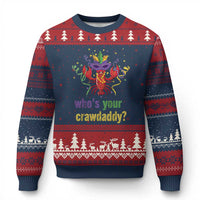 Funny Who's Your Crawdaddy Ugly Christmas Sweater Crawfish Beads Mardi Gras