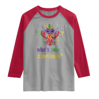 Funny Who's Your Crawdaddy Raglan Shirt Crawfish Beads Mardi Gras