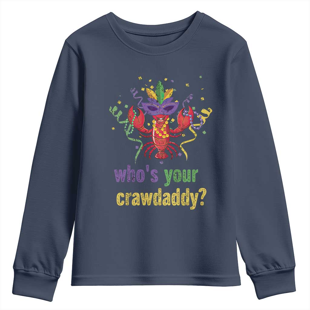 Funny Who's Your Crawdaddy Youth Sweatshirt Crawfish Beads Mardi Gras