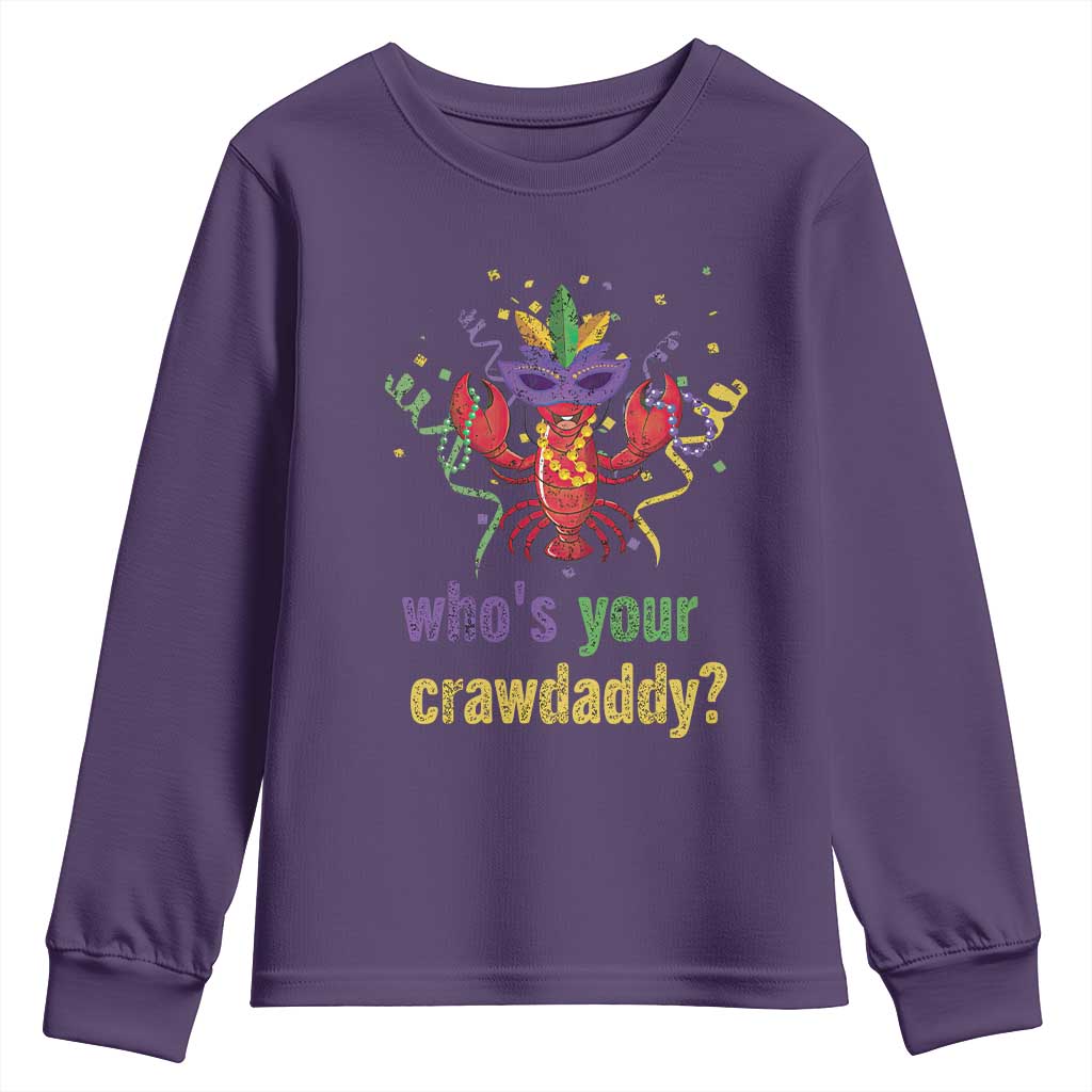 Funny Who's Your Crawdaddy Youth Sweatshirt Crawfish Beads Mardi Gras