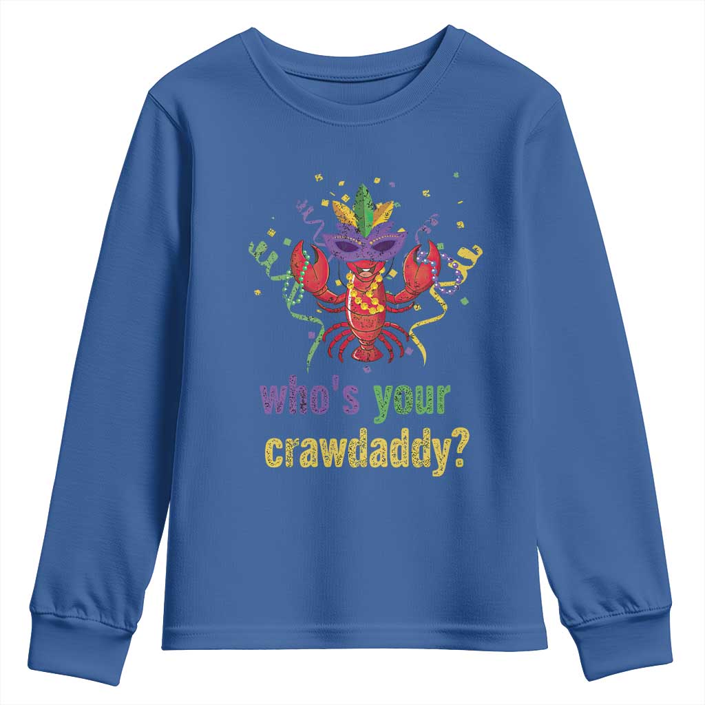 Funny Who's Your Crawdaddy Youth Sweatshirt Crawfish Beads Mardi Gras