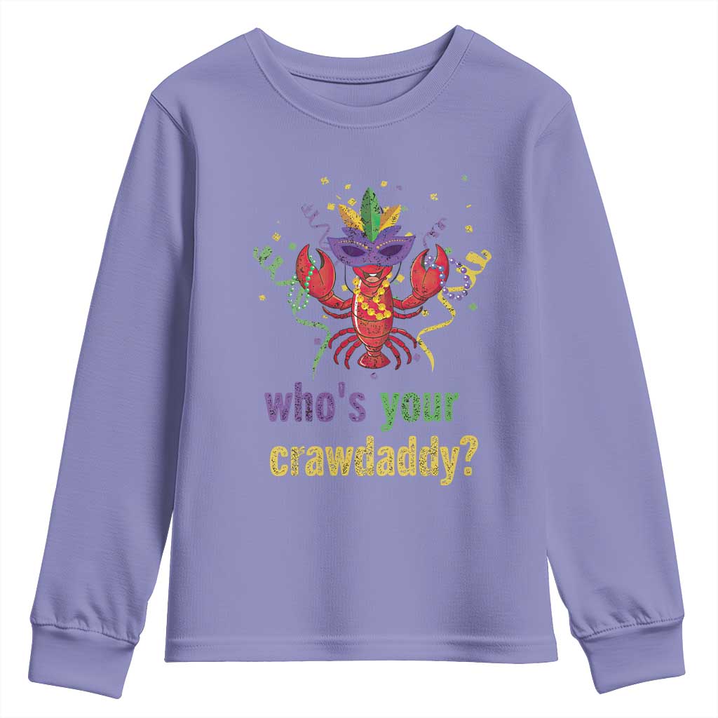 Funny Who's Your Crawdaddy Youth Sweatshirt Crawfish Beads Mardi Gras