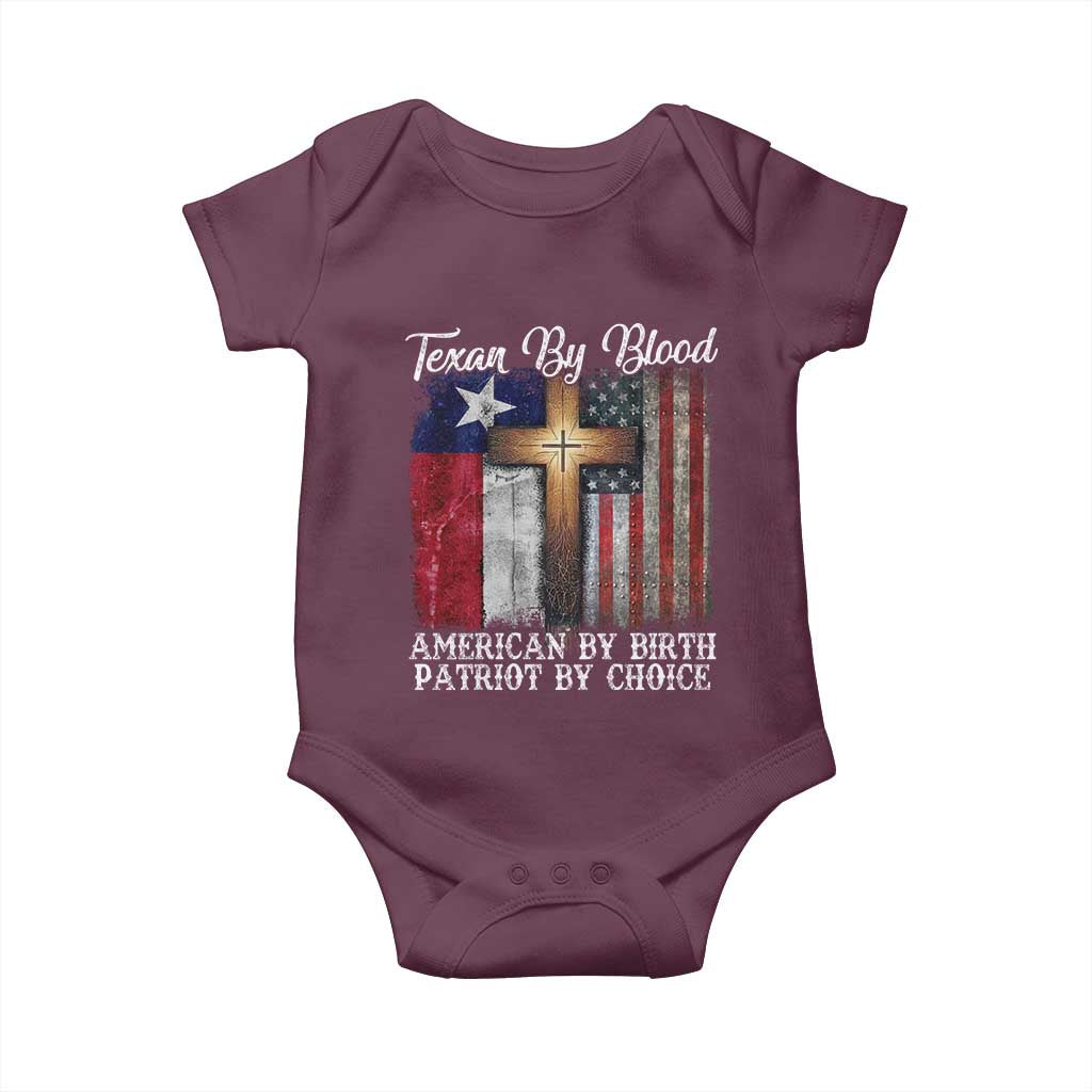 Proud American Texan Jesus Baby Onesie Texan By Blood American By Birth Patriot By Choice Cross