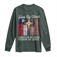 Proud American Texan Jesus Long Sleeve Shirt Texan By Blood American By Birth Patriot By Choice Cross