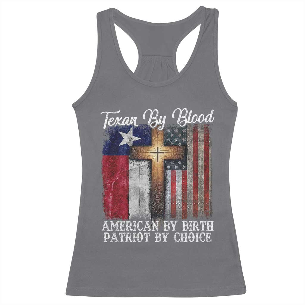 Proud American Texan Jesus Racerback Tank Top Texan By Blood American By Birth Patriot By Choice Cross