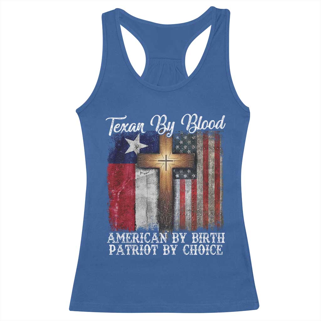 Proud American Texan Jesus Racerback Tank Top Texan By Blood American By Birth Patriot By Choice Cross