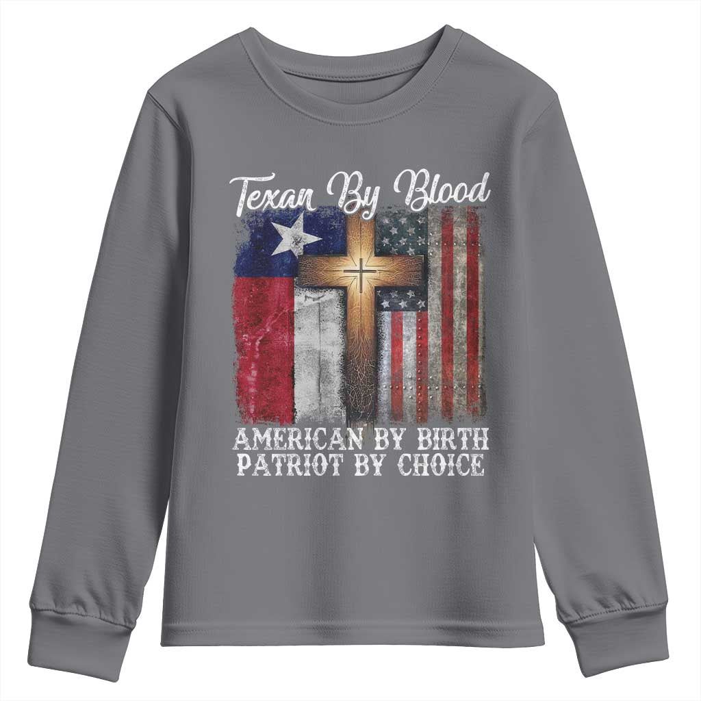 Proud American Texan Jesus Youth Sweatshirt Texan By Blood American By Birth Patriot By Choice Cross