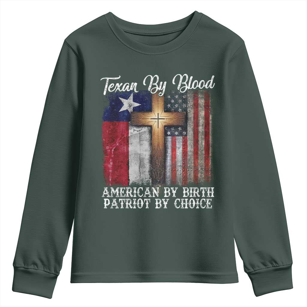 Proud American Texan Jesus Youth Sweatshirt Texan By Blood American By Birth Patriot By Choice Cross