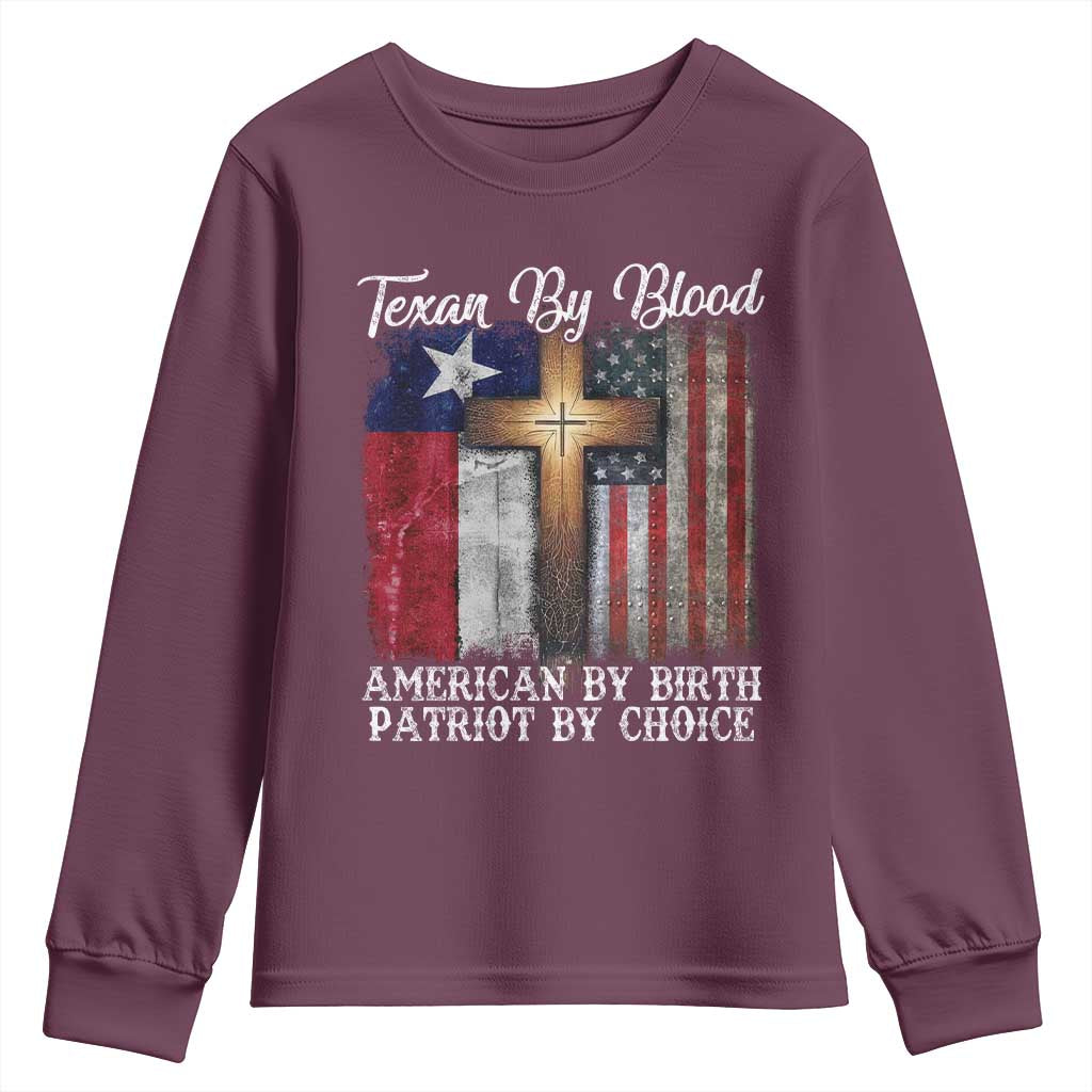 Proud American Texan Jesus Youth Sweatshirt Texan By Blood American By Birth Patriot By Choice Cross
