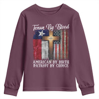 Proud American Texan Jesus Youth Sweatshirt Texan By Blood American By Birth Patriot By Choice Cross