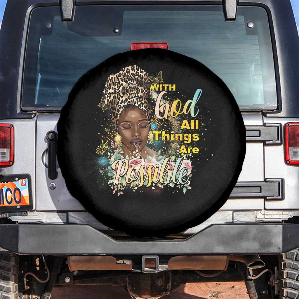 Christian African American Spare Tire Cover With God All Things Are Possible Black Prayer
