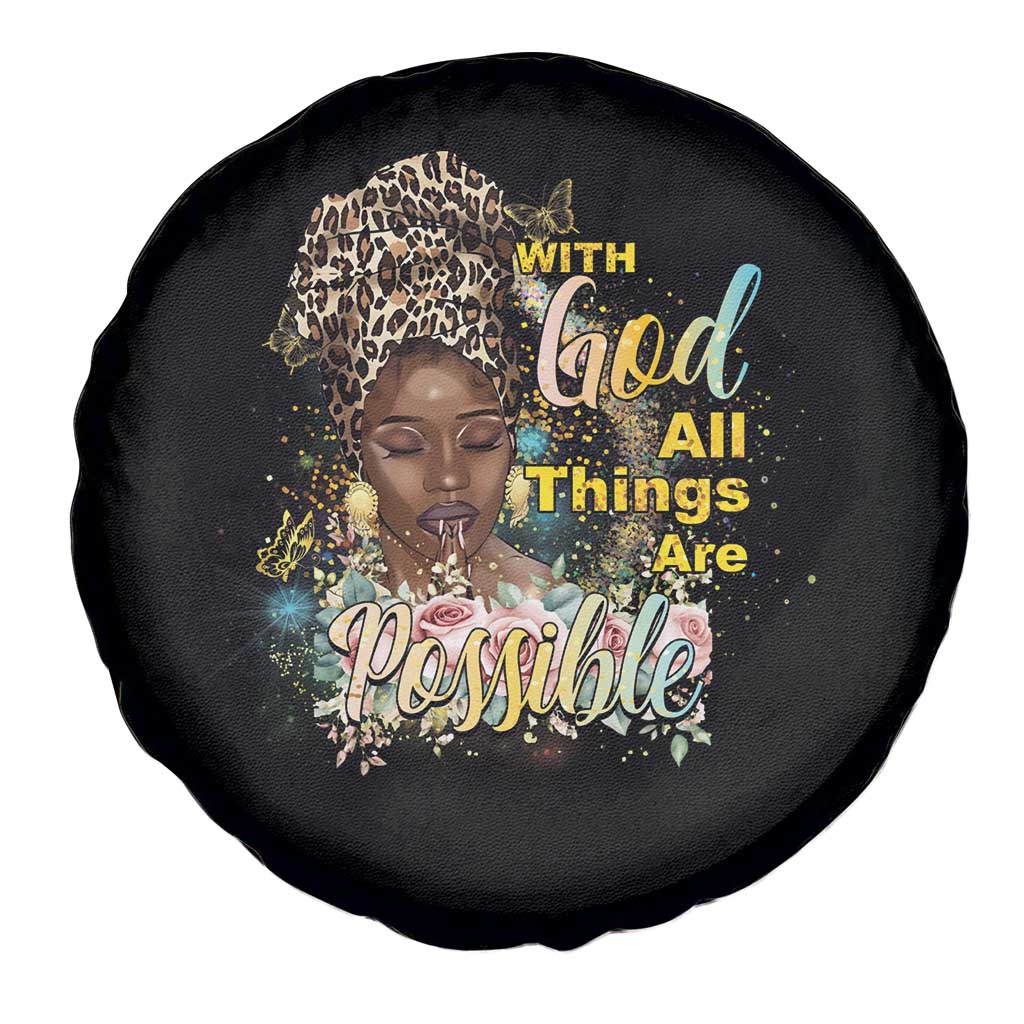 Christian African American Spare Tire Cover With God All Things Are Possible Black Prayer