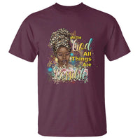 Christian African American T Shirt With God All Things Are Possible Black Prayer