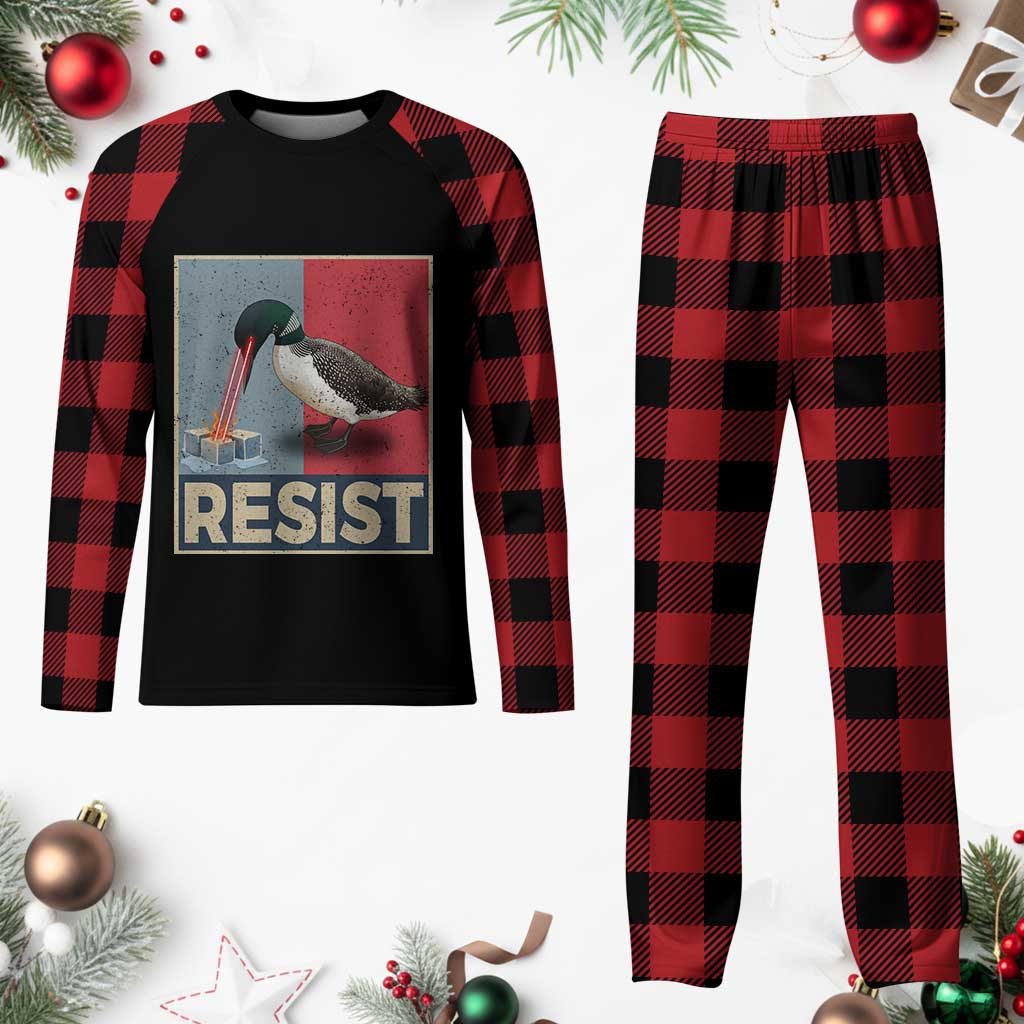 Minnesota Loon Resist Plaid Pajama Set Loon Bird Laser Ice Cube Poster Graphic
