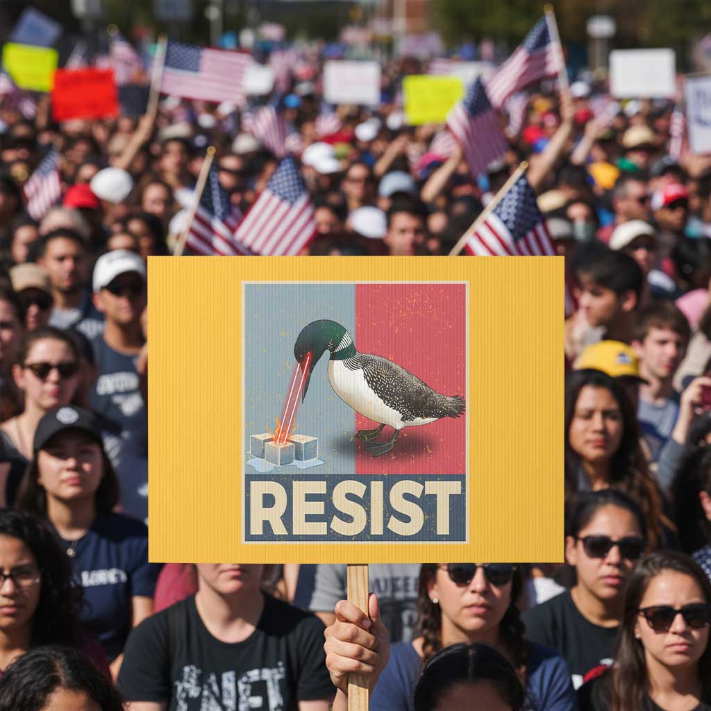 Minnesota Loon Resist Protest Sign Loon Bird Laser Ice Cube Poster Graphic