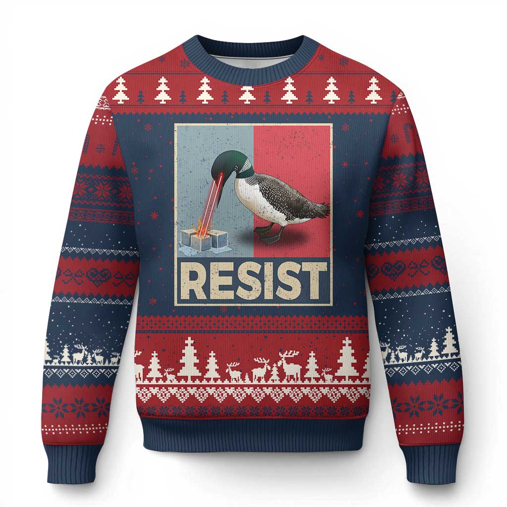 Minnesota Loon Resist Ugly Christmas Sweater Loon Bird Laser Ice Cube Poster Graphic