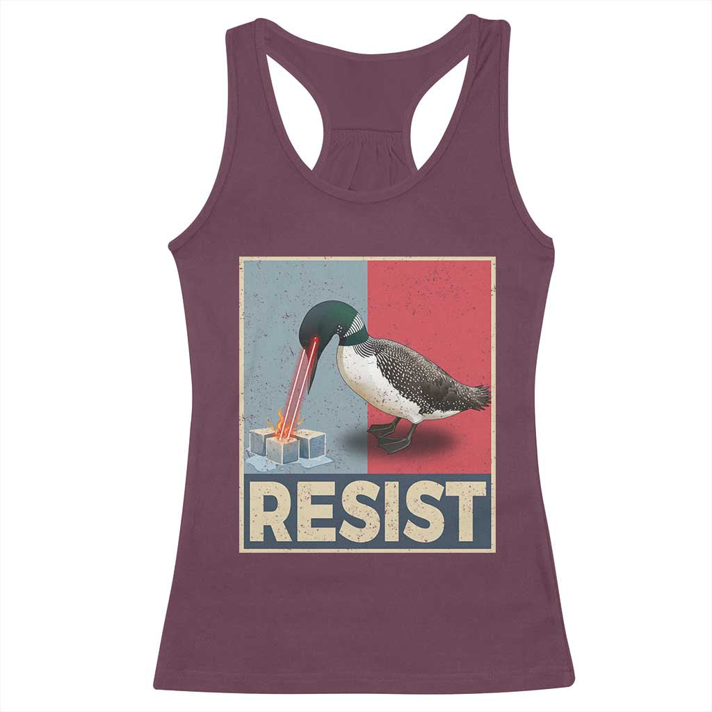 Minnesota Loon Resist Racerback Tank Top Loon Bird Laser Ice Cube Poster Graphic
