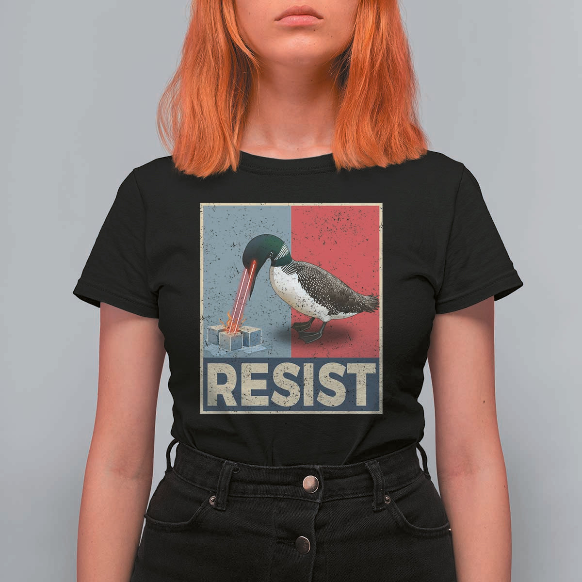 Minnesota Loon Resist T Shirt For Women Loon Bird Laser Ice Cube Poster Graphic