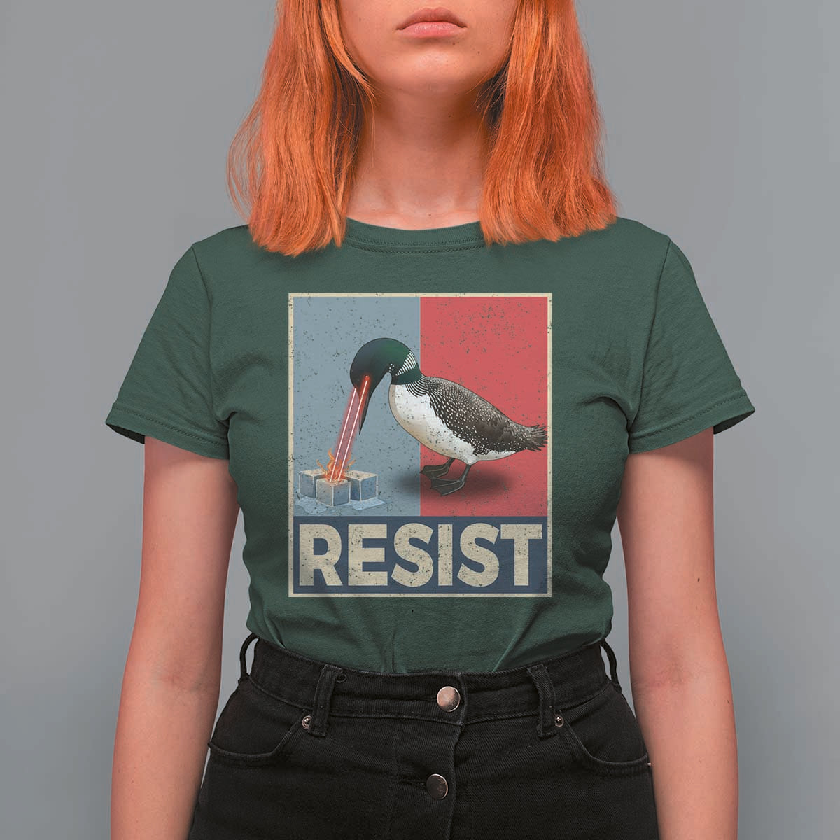 Minnesota Loon Resist T Shirt For Women Loon Bird Laser Ice Cube Poster Graphic