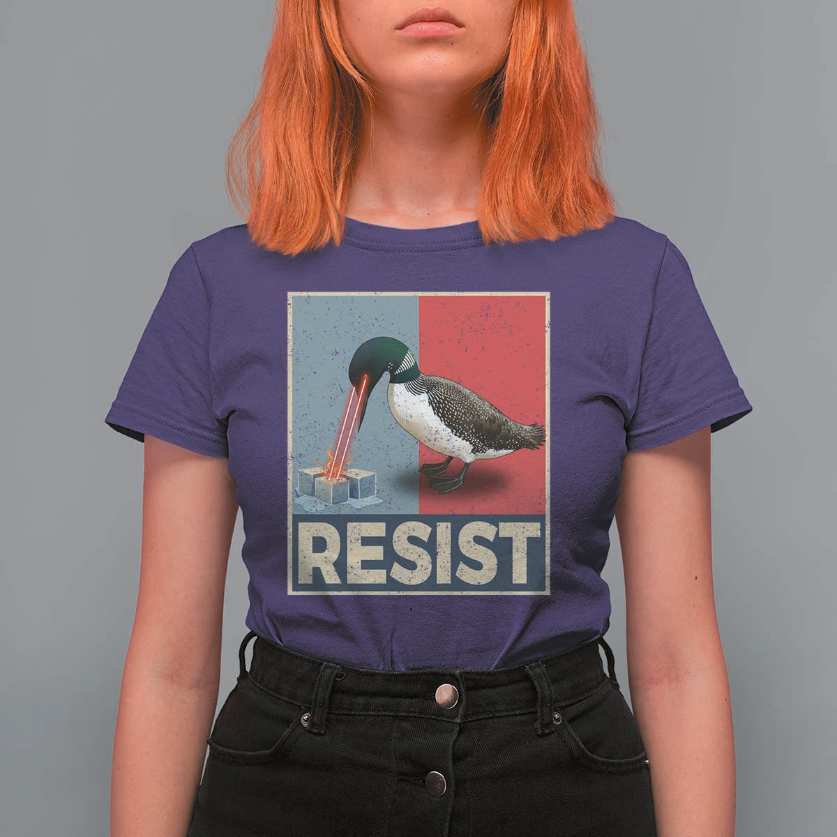 Minnesota Loon Resist T Shirt For Women Loon Bird Laser Ice Cube Poster Graphic
