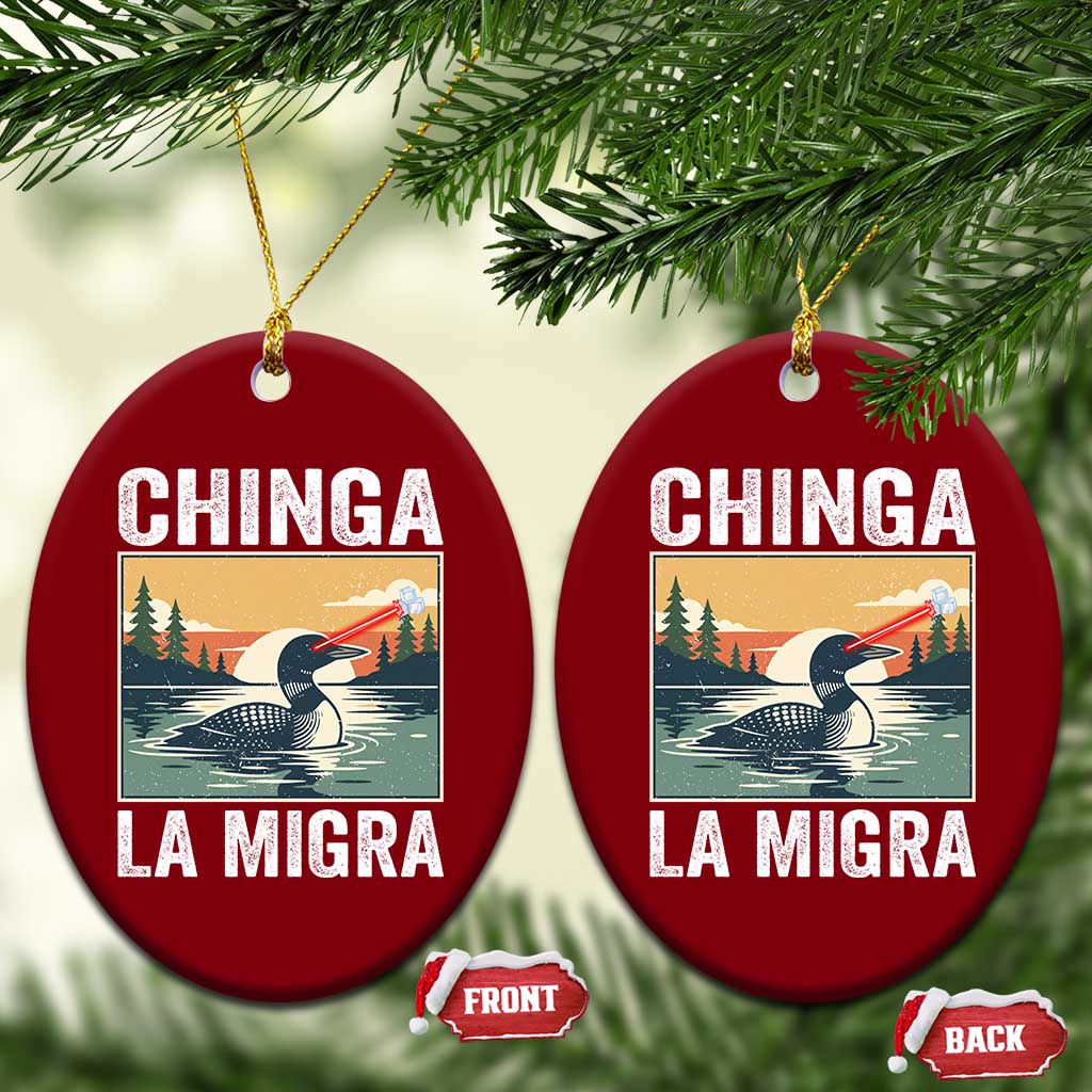 Chinga La Migra Ceramic Ornament Minnesota Loon Laser Ice Cube Political Protest