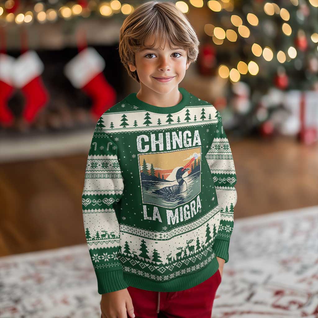 Chinga La Migra Ugly Christmas Sweater Minnesota Loon Laser Ice Cube Political Protest