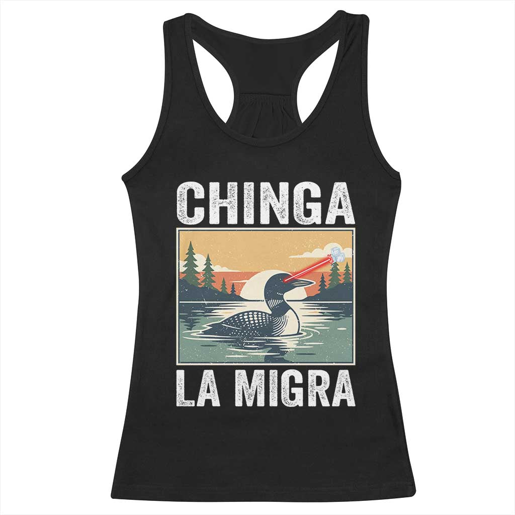 Chinga La Migra Racerback Tank Top Minnesota Loon Laser Ice Cube Political Protest