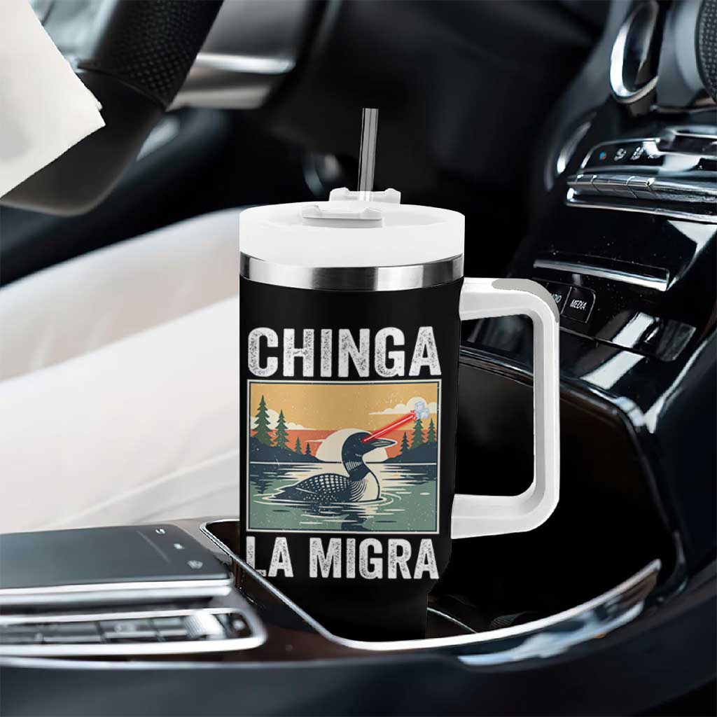 Chinga La Migra Tumbler With Handle Minnesota Loon Laser Ice Cube Political Protest