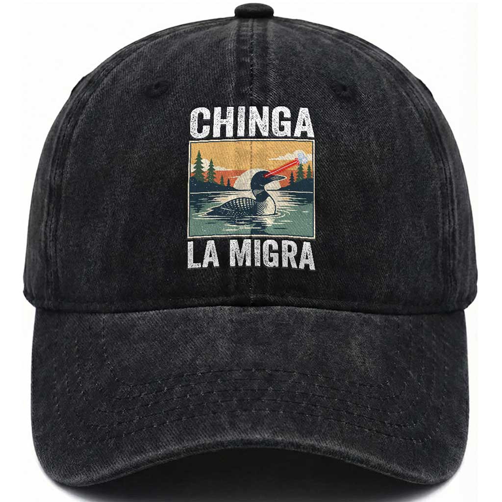 Chinga La Migra Washed Cotton Baseball Cap Minnesota Loon Laser Ice Cube Political Protest
