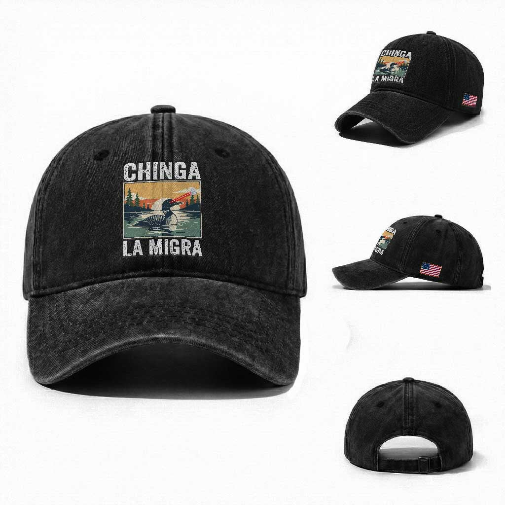 Chinga La Migra Washed Cotton Baseball Cap Minnesota Loon Laser Ice Cube Political Protest