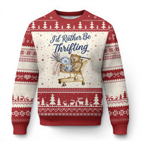 I Would Rather Be Thrifting Ugly Christmas Sweater Funny Shopping Quote Thrift Lover