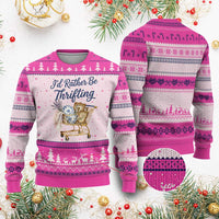 I Would Rather Be Thrifting Ugly Christmas Sweater Funny Shopping Quote Thrift Lover