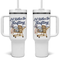 I Would Rather Be Thrifting Tumbler With Handle Funny Shopping Quote Thrift Lover